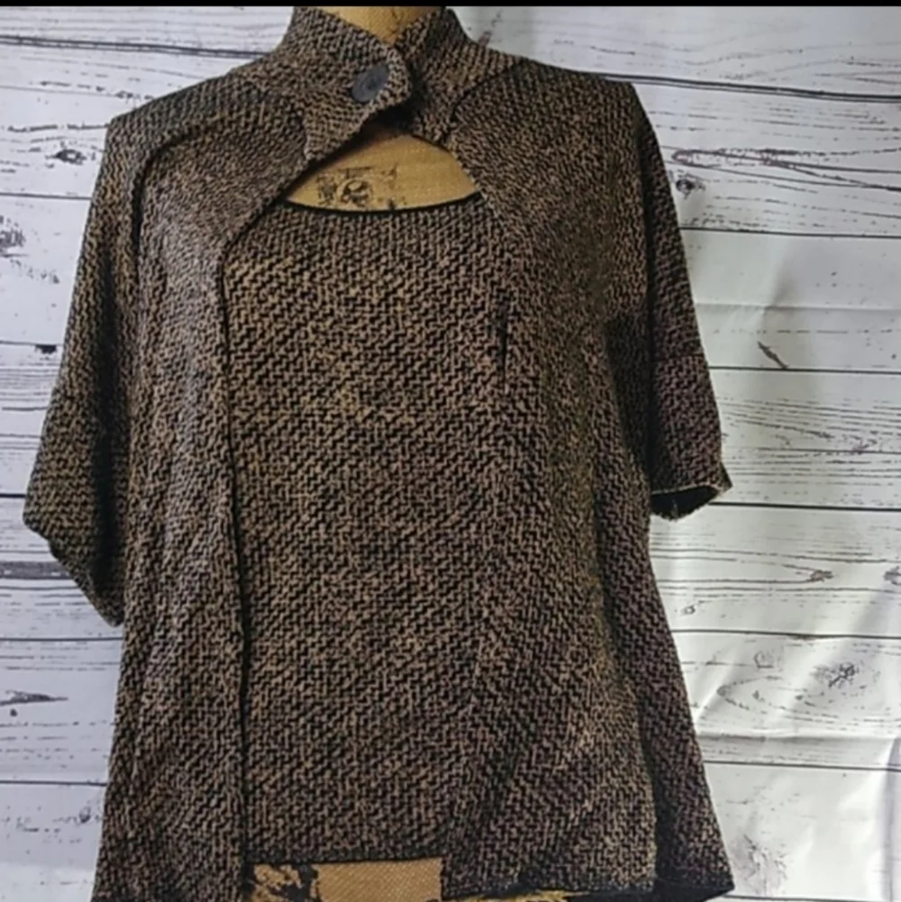 Ellen Tracy Silk & Cashmere Blend Cardigan Jacket Brown Textured sz. M